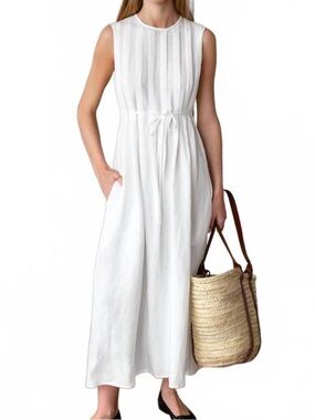 NWT Emerson Frye White Plait Maxi Dress, SMALL